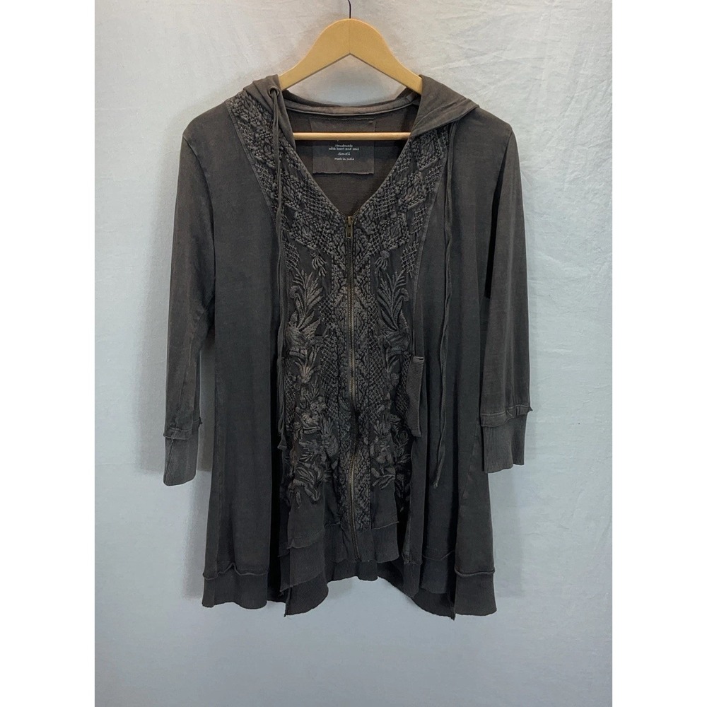 Karyn Seo Hoodie Embroidered Jacket Spring Brown Full Zip Comfy Handmade